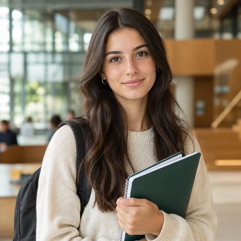 Student holding a notebook
